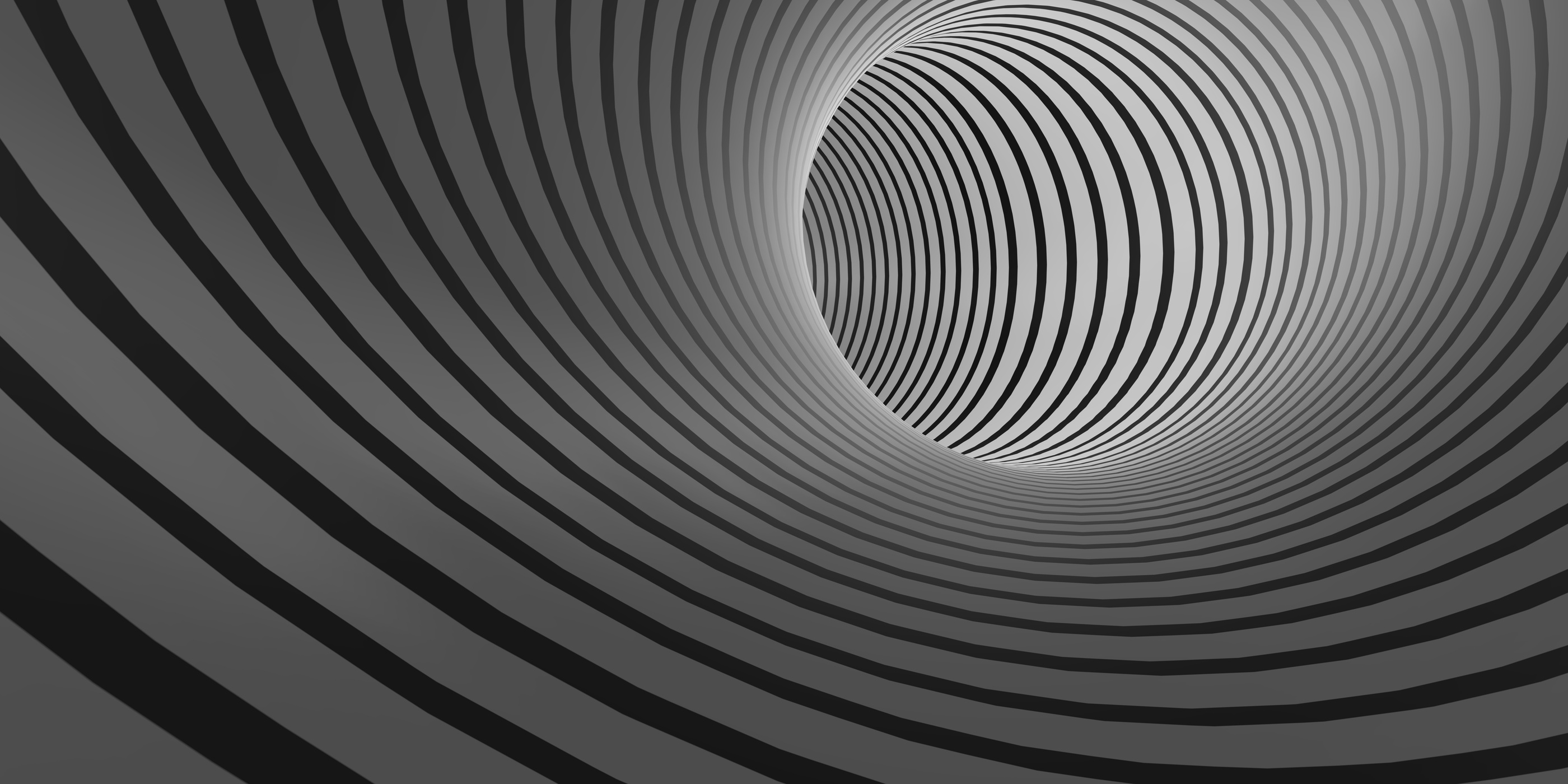 Black and White Interior of Pipe for Hypnosis 3d Illstration